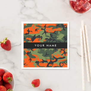 Orange Camouflage Pattern, Your name, Personalize Napkin