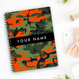 Orange Camouflage Pattern, Your name, Personalize Notebook