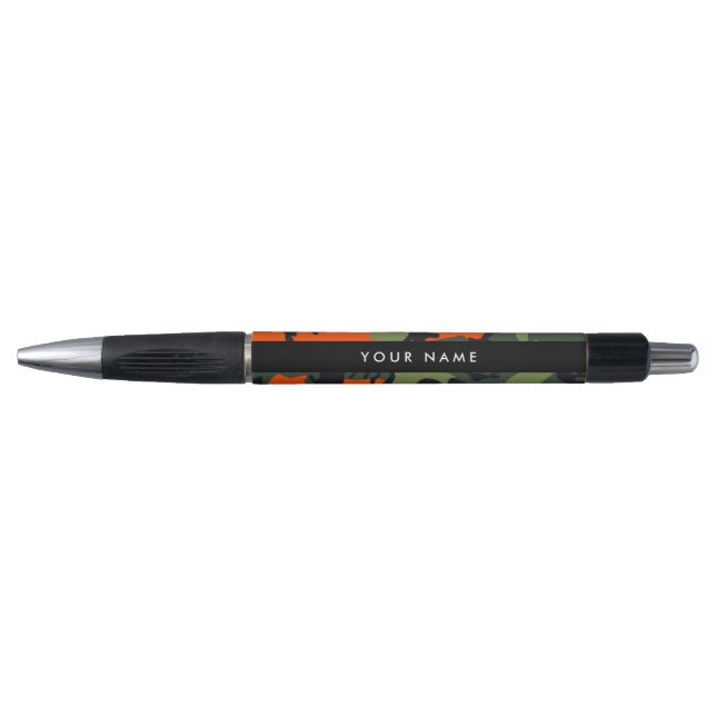 Orange Camouflage Pattern, Your name, Personalize Pen (Front)