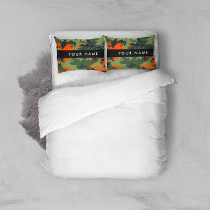 Orange Camouflage Pattern, Your name, Personalize Pillowcase