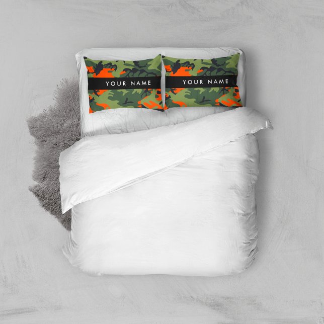 Orange Camouflage Pattern, Your name, Personalize Pillowcase (Creator Uploaded)