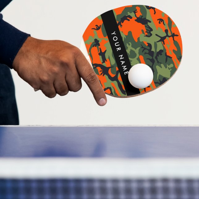 Orange Camouflage Pattern, Your name, Personalize Ping Pong Paddle (Insitu)