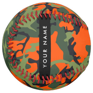 Orange Camouflage Pattern, Your name, Personalize Softball