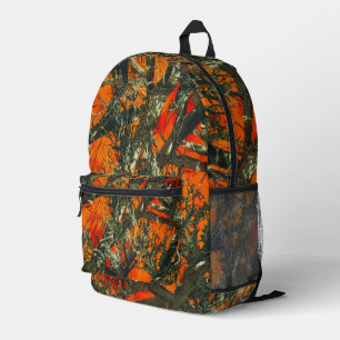 Orange Camouflage Printed Backpack