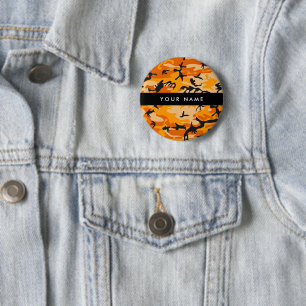 Orange Camouflage Your name Personalize 2 Inch Round Button