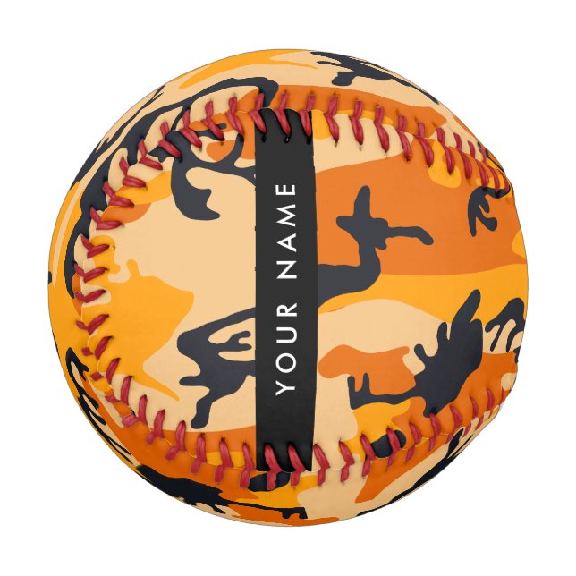 Orange Camouflage Your name Personalize Baseball (Front Left)
