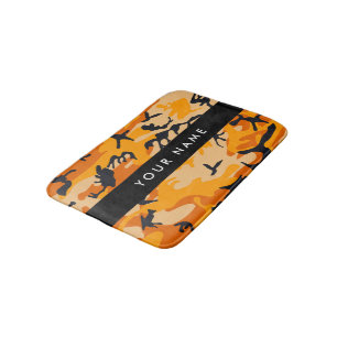 Orange Camouflage Your name Personalize Bath Mat