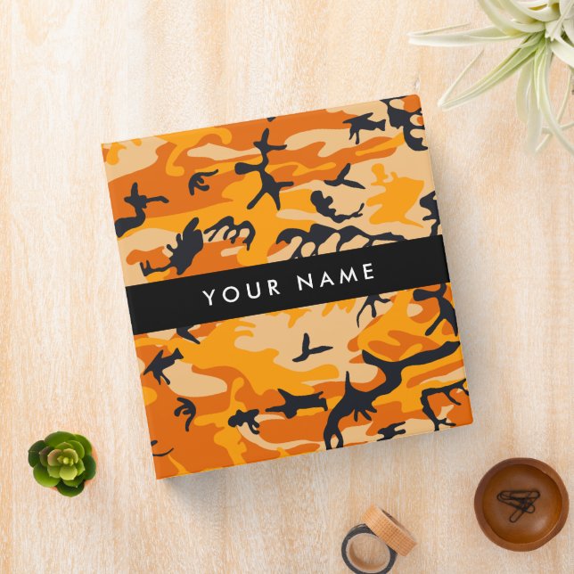 Orange Camouflage Your name Personalize Binder (In Situ)