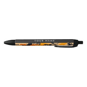 Orange Camouflage Your name Personalize Black Ink Pen