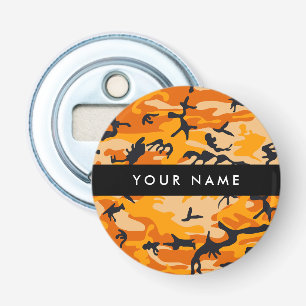 Orange Camouflage Your name Personalize Bottle Opener