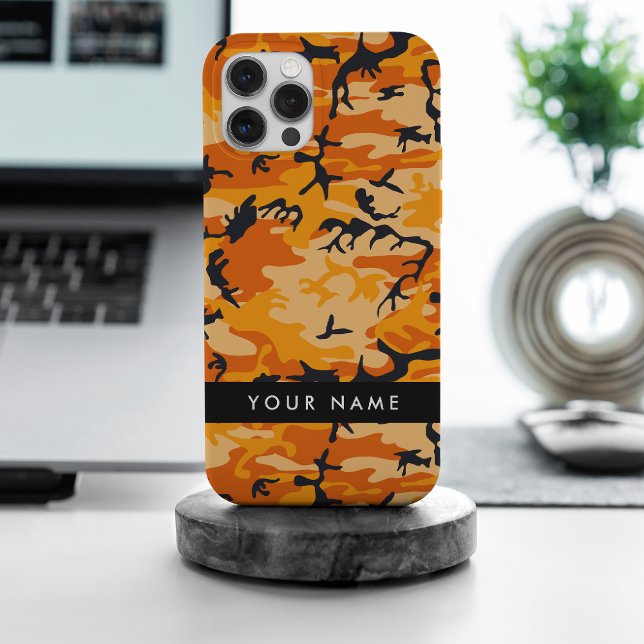 Orange Camouflage Your name Personalize Case-Mate iPhone Case (Creator Uploaded)