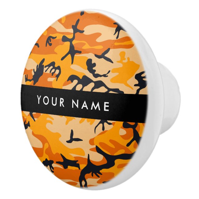 Orange Camouflage Your name Personalize Ceramic Knob (Right)