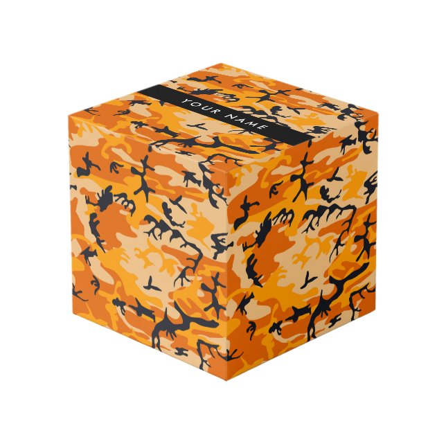 Orange Camouflage Your name Personalize Cube (Front Angled)