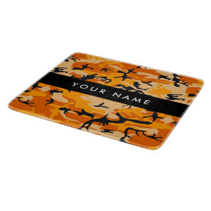 Orange Camouflage Your name Personalize Cutting Board
