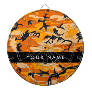Orange Camouflage Your name Personalize Dartboard