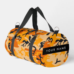 Orange Camouflage Your name Personalize Duffle Bag