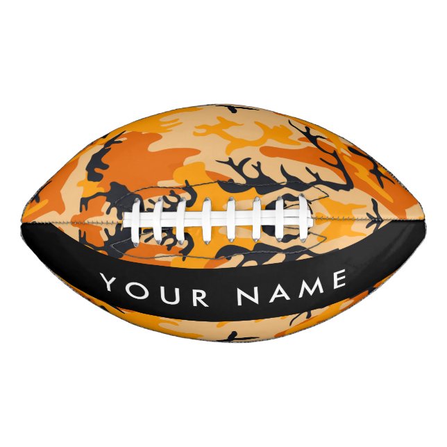 Orange Camouflage Your name Personalize Football (Front)