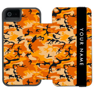 Orange Camouflage Your name Personalize Incipio Watson™ iPhone 5 Wallet Case