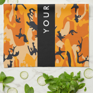 Orange Camouflage Your name Personalize Kitchen Towel