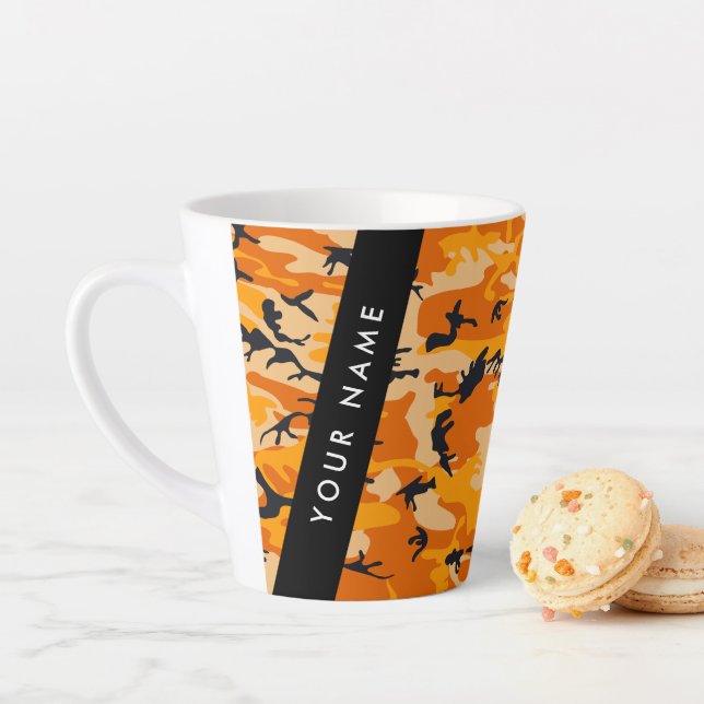 Orange Camouflage Your name Personalize Latte Mug (In Situ)