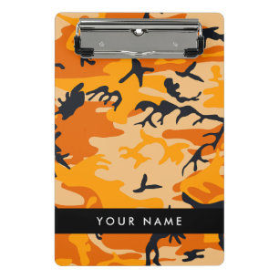 Orange Camouflage Your name Personalize Mini Clipboard