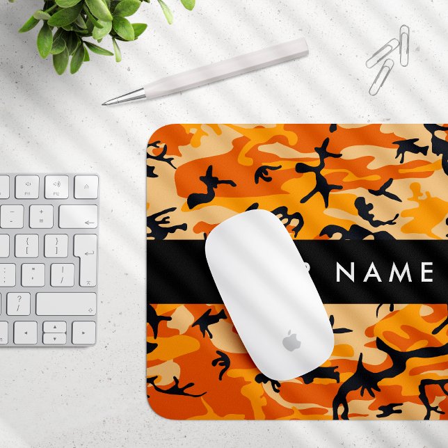 Orange Camouflage Your name Personalize Mouse Pad (Creator Uploaded)