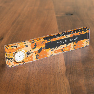 Orange Camouflage Your name Personalize Nameplate