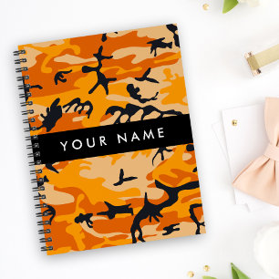 Orange Camouflage Your name Personalize Notebook