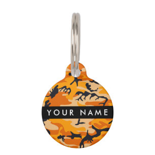 Orange Camouflage Your name Personalize Pet Tag