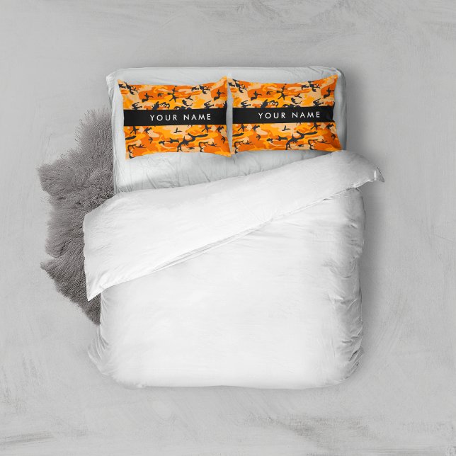 Orange Camouflage Your name Personalize Pillowcase (Creator Uploaded)