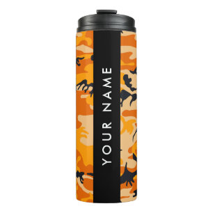 Orange Camouflage Your name Personalize Thermal Tumbler