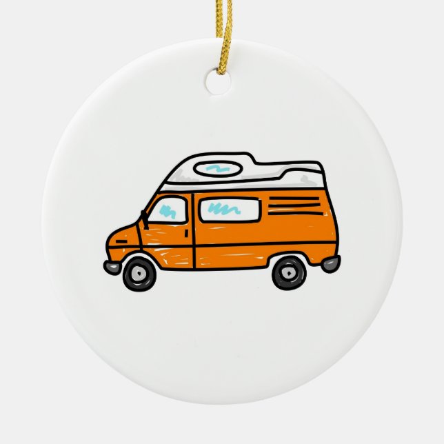 Orange Campervan Ceramic Ornament (Front)