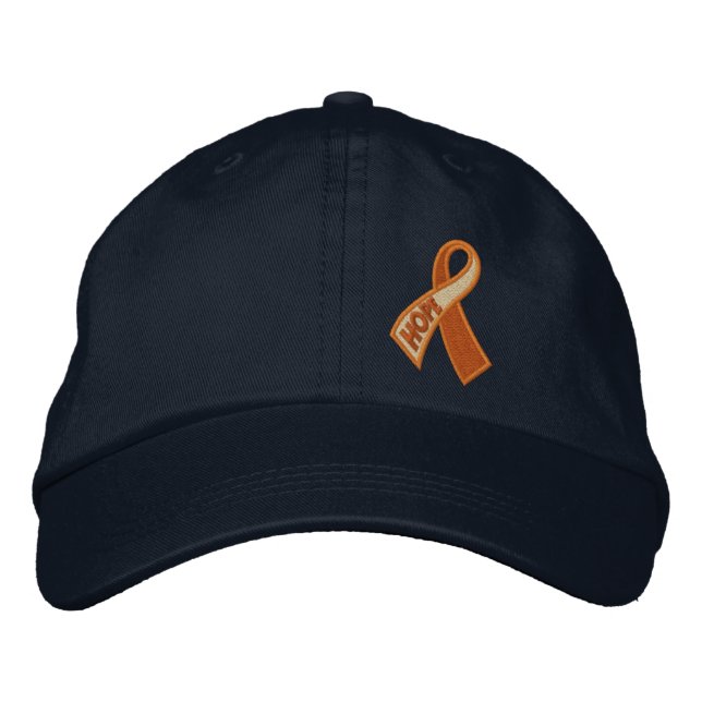 Orange Cancer ADHD Hope Ribbon Awareness Embroidered Hat (Front)