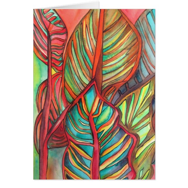 Orange Canna feuille aquarelle art original (Devant)