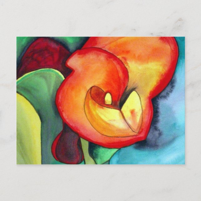 Orange Canna lily original watercolor art Postcard (Front)