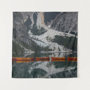 ORANGE CANOE ON BODY OF WATER TAPESTRY
