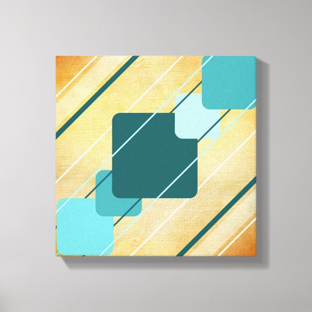 Orange Canvas Teal Geometric AP0010 Wrapped Canvas (Front)