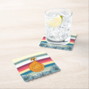 Orange car Paper Coaster