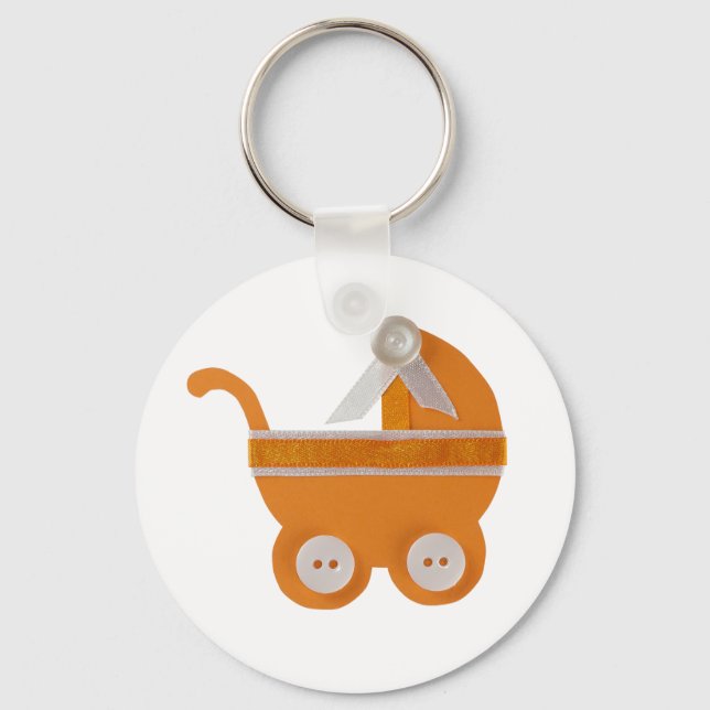 Orange carriage baby shower keychain (Front)