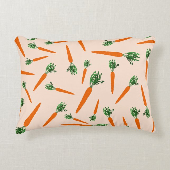 Orange Carrot Pattern Accent Pillow (Front)