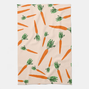 Orange Carrot Pattern Kitchen Towel