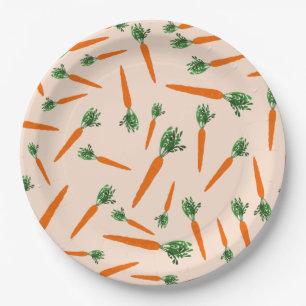 Orange Carrot Pattern Paper Plate