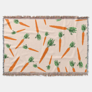 Orange Carrot Pattern Throw Blanket