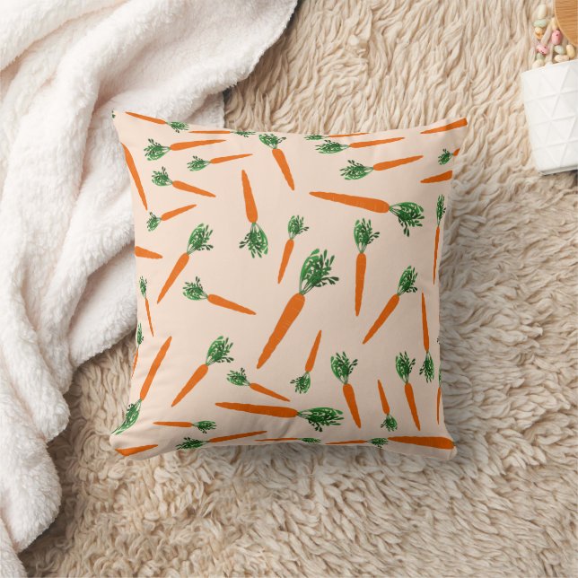 Orange Carrot Pattern Throw Pillow (Blanket)