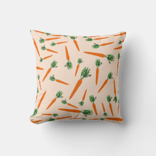 Orange Carrot Pattern Throw Pillow