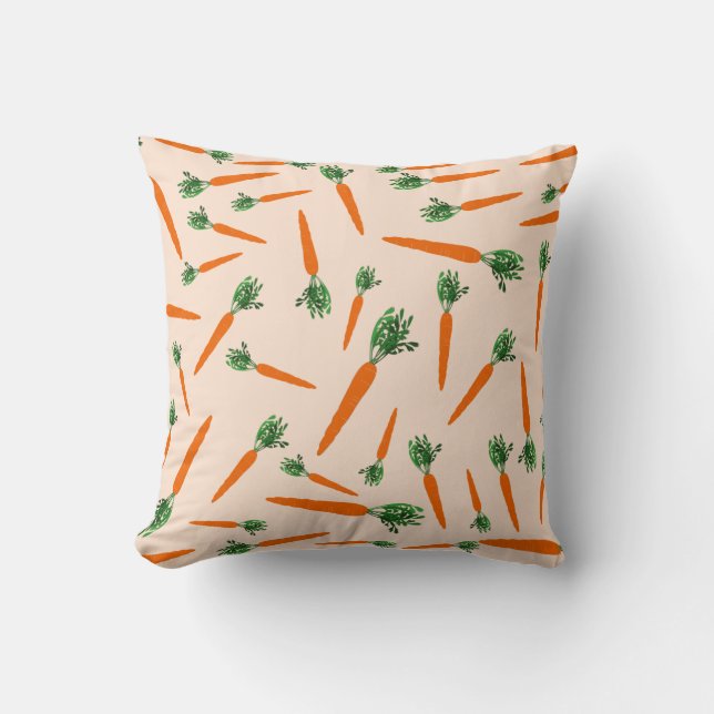 Orange Carrot Pattern Throw Pillow (Front)