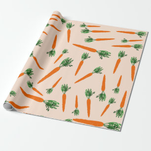 Orange Carrot Pattern Wrapping Paper