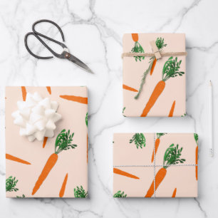 Orange Carrot Pattern Wrapping Paper Sheet