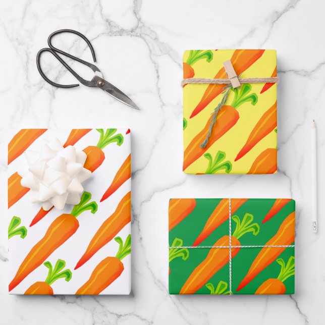 Orange carrot plant based food custom colour wrapping paper sheet (Front)