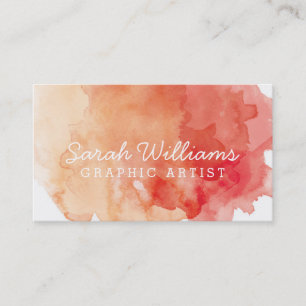 Orange + Carte de visite rouge d'aquarelle